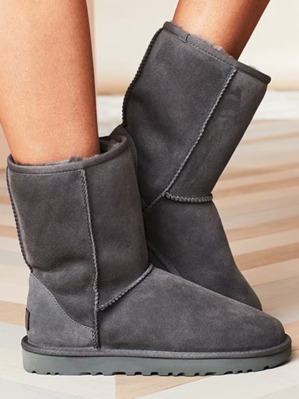UGG Classic Short Suede Winter Boots in Gray